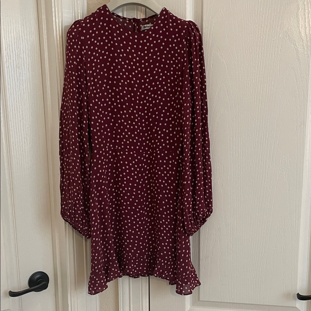 Reformation Maroon Dress with White Dots. Excellent condition.